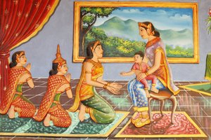 Preah Prom Rath MonasteryLife of the BuddhaBuddhas mamma presenterar honom för sin vårdare, Siem Reap, Kambodja av Unbekannt