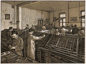 Tryckeri i Budapest. (gravyr, ca 1910) av Unbekannter Künstler