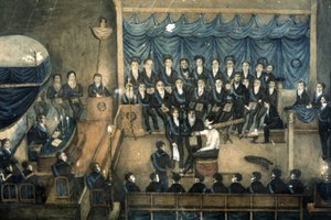 Mottagning av en murare i en loge, ca 1820 (akvarell) av Unbekannter Künstler
