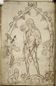 Royal MS 10 B XIV f.3 Johannes Döparen (penna och bläck på papper) av Unbekannter Künstler