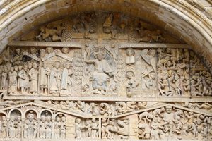 Sainte Foy klosterkyrka tympanum: Kristus i ära och sista domen, Conques, Frankrike av Unbekannt