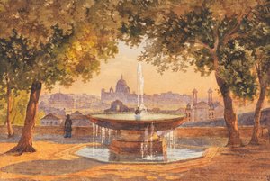 Salomon Corrodi Utsikt över Rom från Villa Medici-fontänen av Unbekannter Künstler