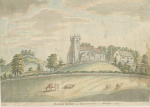 Sandons kyrka och prästgård: akvarellmålning, 1797 av Unbekannt