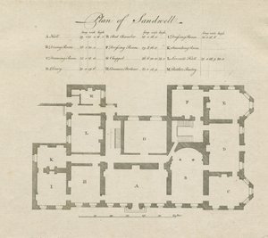 Sandwell Park - Plan of Hall: gravyr och [?1700-talet] av Unbekannt