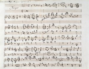 Notblad till Händels fuga från ett manuskript som innehåller två verk, av Domenico Scarlatti och av Friedrich Händel av Unbekannter Künstler