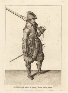 Soldat från kung James I:s tid beväpnad med en kalivare eller arquebus av Unbekannt