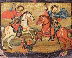 St.George och St.Demetrios, grekiska (provinsiell) av Unbekannter Künstler