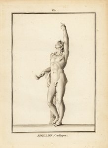 Staty av Apollo Coelispex, tittar på himlen, naken, med flammande ficklampa av Unbekannt