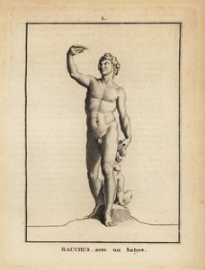 Staty av Bacchus, den romerska vinguden, naken med en satyr av Unbekannt