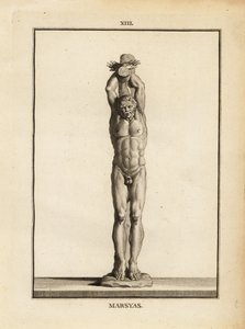 Staty av satyren Marsyas som tar emot Apollos straff, levande flådd av Unbekannt