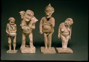 Statyetter av skådespelare och skådespelerskor, hellenistiska, c.325-50 f.Kr. (terrakotta) av Unbekannt
