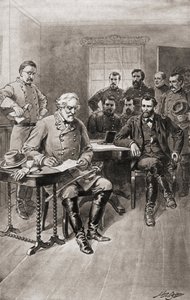 Robert E. Lee överlämnar sig till general Ulysses S. Grant, Appomattox Court House, Virginia, den 9 april av Unbekannter Künstler