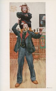 Svenske illustratören Carl Larsson (1853-1919) med sin dotter Brita. Akvarell från "" Das haus in der sonne"" 1921 av Unbekannt