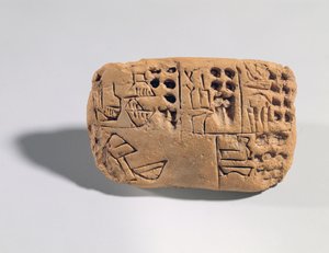 Tavla med piktogram inskription, Protoliterate Period, c.3300 BC (lera) av Unbekannt