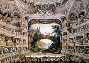 Teatern Comedie Francaise i slutet av 1700-talet, slutet av 1800-talet (gravyr) av Unbekannter Künstler