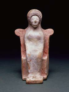 Gudinnan Athena, grekisk, c.490 f.Kr. (terrakotta och pigment) av Unbekannt