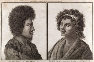 Kungen och en huvuddam av Tahiti, ca 1773 av Unbekannt
