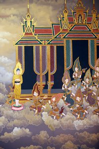 The Life of Buddha, Wall Fresco, Wat Botum Temple, Phnom Penh, 2022 (Foto) av Unbekannter Künstler