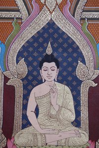 Buddhas liv, väggfresk, Wat Maniratanaram-klostret, Phnom Penh, 2022 (foto) av Unbekannter Künstler
