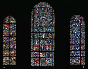 The Passion, The Nativity and the Tree of Jesse (målat glas) (för detaljer 98063-64) av Unbekannt