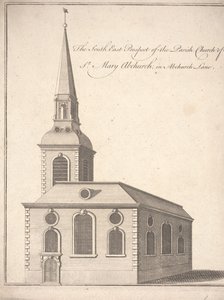South East Prospect of the Parish Church of St. Mary Abchurch, i Abchurch Lane, c.1740 (gravyr) av Unbekannter Künstler