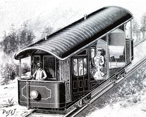 Elbilen på Vesuvius bergbana. av Unbekannt
