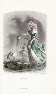 Vallmoavgiften strör opiumkapslar på coleopteres och gräshoppor droger - Eau forte av Charles Geoffroy (1819-1882), baserad på en illustration av Jean Ignace Isidore Gerard dit J.J.Granville (1803-1847), för Les fleurs animees av Unbekannter Künstler