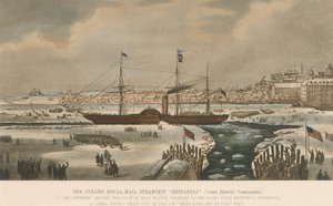 Ångfartyget Britannia, från Cunard Company, lämnar hamnen i Boston (USA) den 3 februari av Unbekannter Künstler