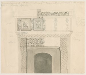 Tittensor - Chimney Piece in Manor House: blyerts- och tvättteckning, sep 1832 av Unbekannt