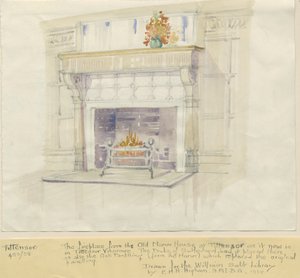 Tittensor - Öppen spis från Manor House: akvarellmålning, 1938 av Unbekannt