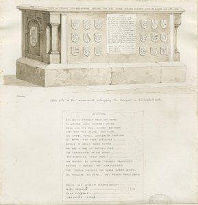 Grav i Biddulph Church - "William Bowyer": sepiateckning, 1837 av Unbekannt