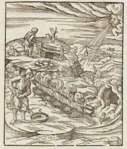 Vismutbearbetning - gravyr från beskrivning av malmerna och de viktigaste gruvmetoderna, av Lazarus Ecker av Unbekannt