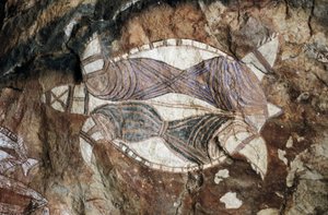 Sköldpadda, hällmålning, Arnhem Land, Northern Territory, Australien, Aboriginal kultur
