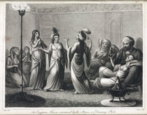 Ett egyptiskt harem, animerat av dansare och almees av Unbekannt