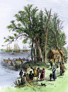 Förenta staterna, delstaten Pennsylvania: William (William) Penns landstigning i kolonin Pennsylvania i Philadelphia av Unbekannter Künstler