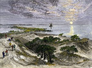 Förenta staterna, delstaten Virginia: Engelska nybyggare på Roanoke Island Lands av Unbekannter Künstler