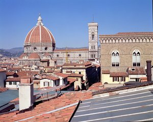 Utsikt över katedralen, Campanile och Orsanmichele (foto) av Unbekannt