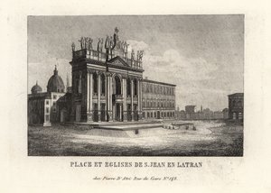 Utsikt över St. Johns plats och påvliga ärkebasilikan i Lateranen, Lateranbasilikan, Rom av Unbekannt
