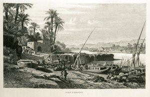 Utsikt över hamnen i Aswan i Egypten - Illustration från Atlas of Egypt av Unknown