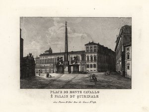 Utsikt över Quirinalpalatset och torget, Palazzo del Quirinale och Piazza del Quirinale, Rom av Unbekannt