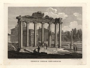 Utsikt över Concordtemplet, Tempio della Concordia, Rom av Unbekannt
