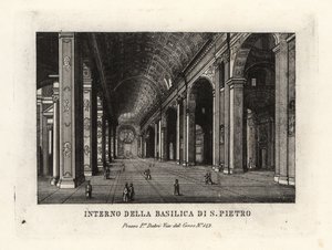 Vy över interiören av Peterskyrkan, Basilica Sancti Petri, Rom av Unbekannt