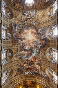 Utsikt över långhusets valv med "Triumfen i Jesu namn", Church of the Gesù, Rom, Italien (foto) av Unbekannter Künstler