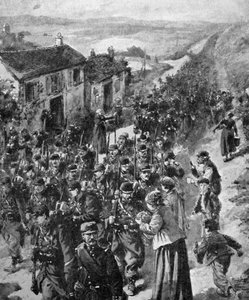WWI - Franska soldater marscherar till fronten 1914 av Unbekannter Künstler