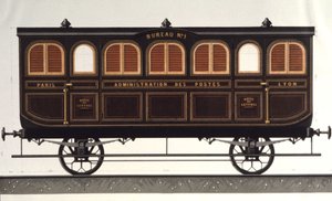 Postvagn, ca 1850 (gravyr) av Unbekannter Künstler