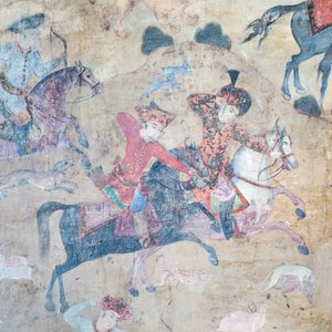 Väggmålningar på Qeysarieh-portalen, Naqsh-e Jahan Imam-torget, Esfahan, Iran (fresk) av Unbekannter Künstler