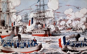 Kriget mellan Kina och Frankrike (1884-1885) : Amiral Courbets förstörelse av den kinesiska flottan i Fou Tcheou, 23 augusti av Unbekannter Künstler