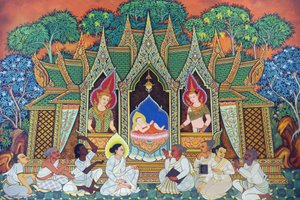 Wat Ananda Metyarama Thai Buddhist Temple. Siddhartha Gautamas födelse (allmänt känd som Buddha), 20160818, Singapore, Singapore av Unbekannt
