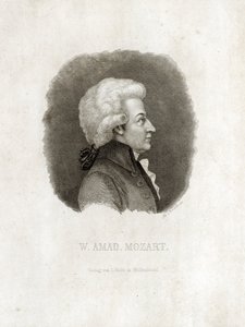 Wolfgang Amadeus Mozart gravyr. av Unbekannt