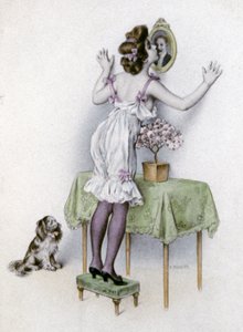 Kvinna i underkläder, ca 1900 (vykort) av Unbekannter Künstler